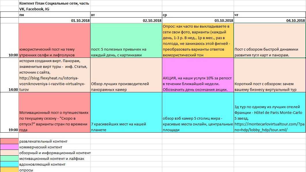 Контент план инстаграм