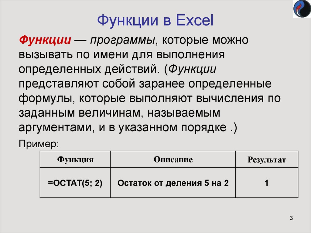 Презентация математические функции в ms excel