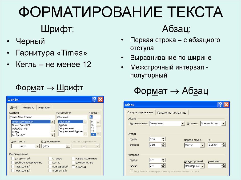 Текст нужного шрифта. Форматирование абзацев и шрифта. Параметры форматирования текста. Форматирование текста шрифт. Параметры основного текста.