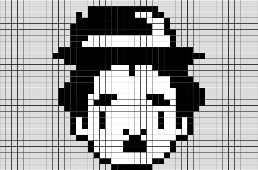 Рисунки пикселями черно белые. Charlie Chaplin Pixel Art. Чарли по клеточкам. Рисунки по клеточкам Чарли Чаплин. Черно белые пиксель арты по клеткам.