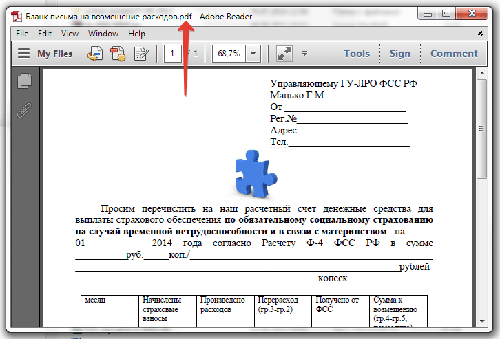 Документ пдф образец