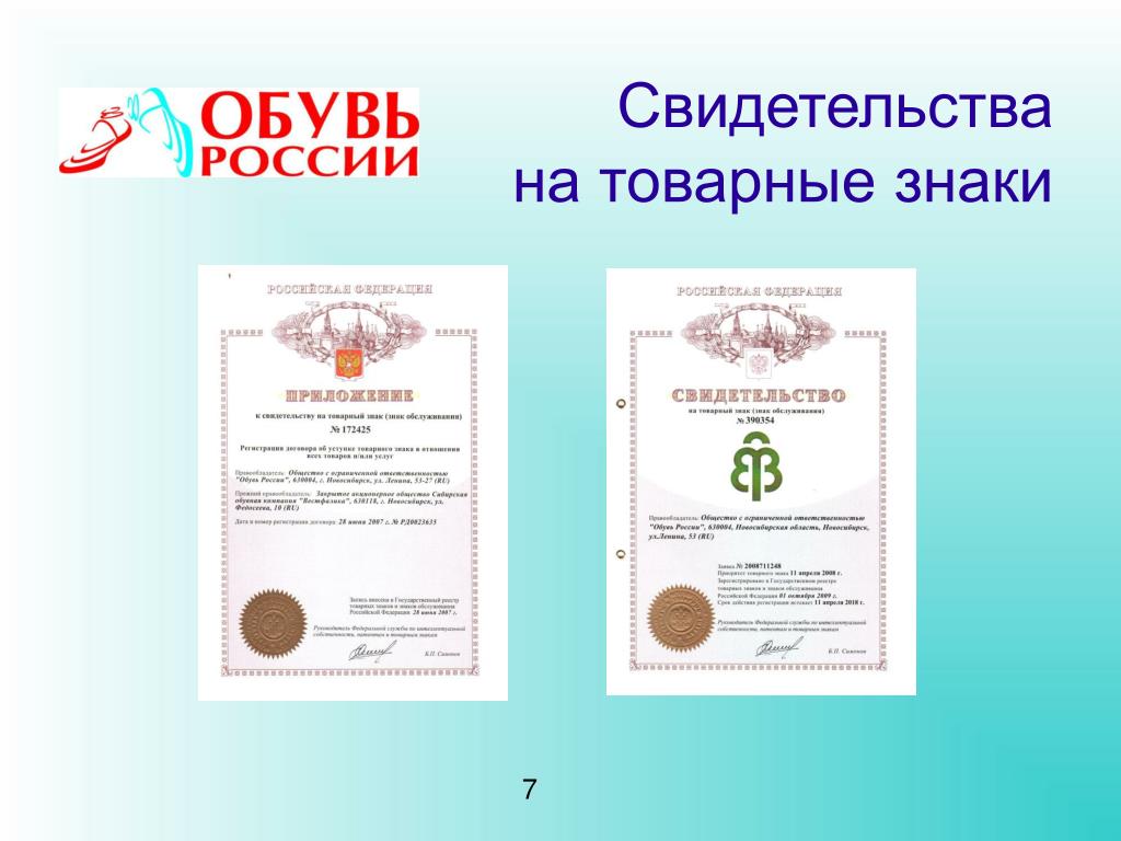 Номер товарного знака. Российские товарные знаки. Свидетельство на товарный знак для презентации. Товарный знак презентация. Ассортиментные товарные знаки.