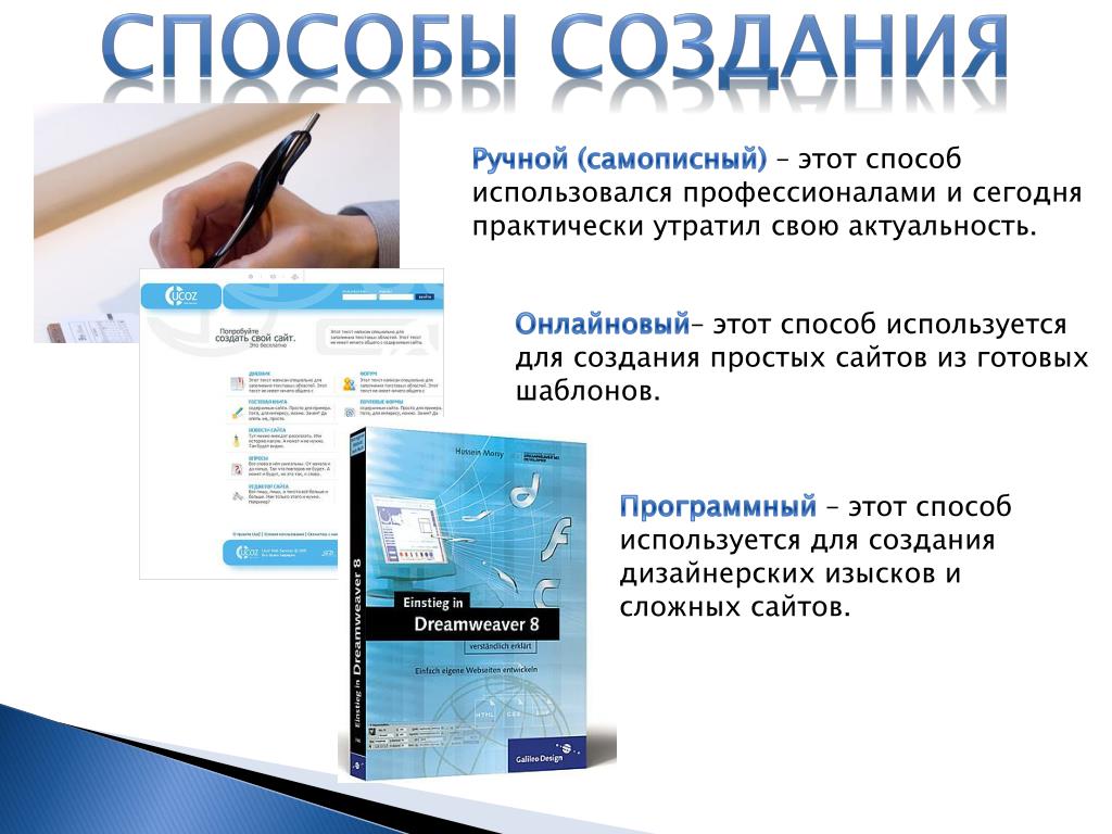 Программное обеспечение для создания сайтов презентация
