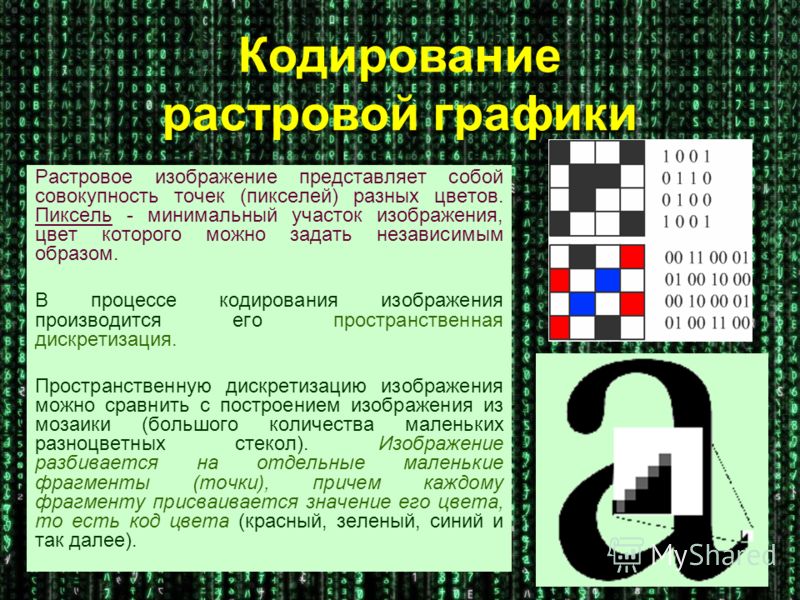 При растровом кодировании каждый пиксель