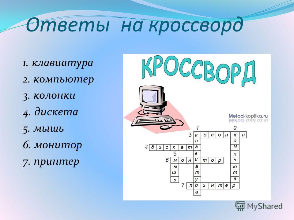 Кроссворд по истории компьютера состоящий не менее чем из 5 слов