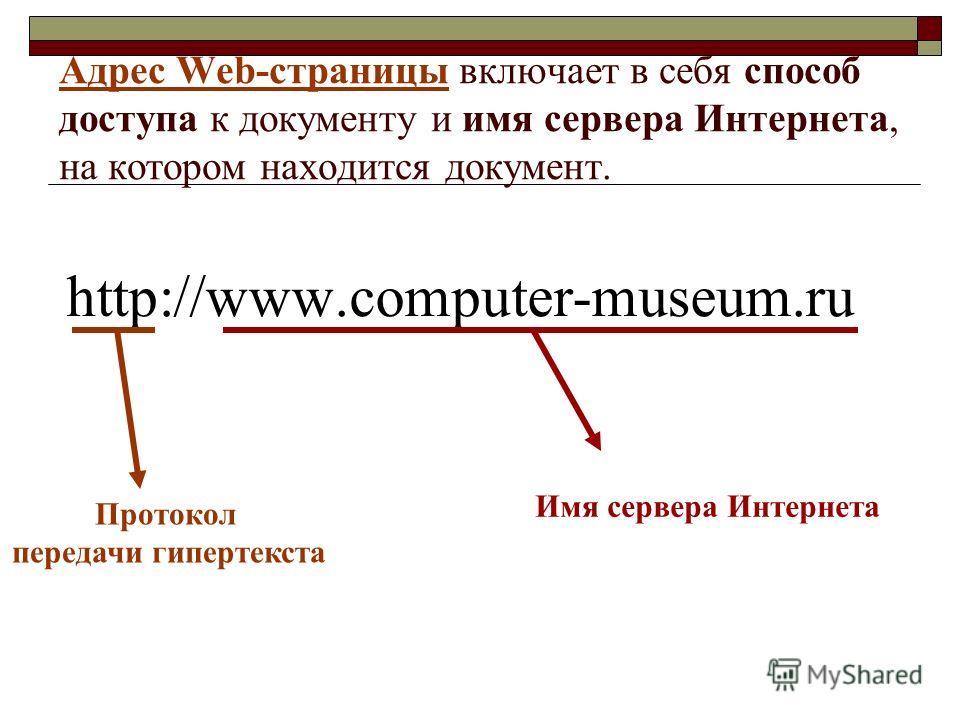 Правильный url адрес web страницы образец