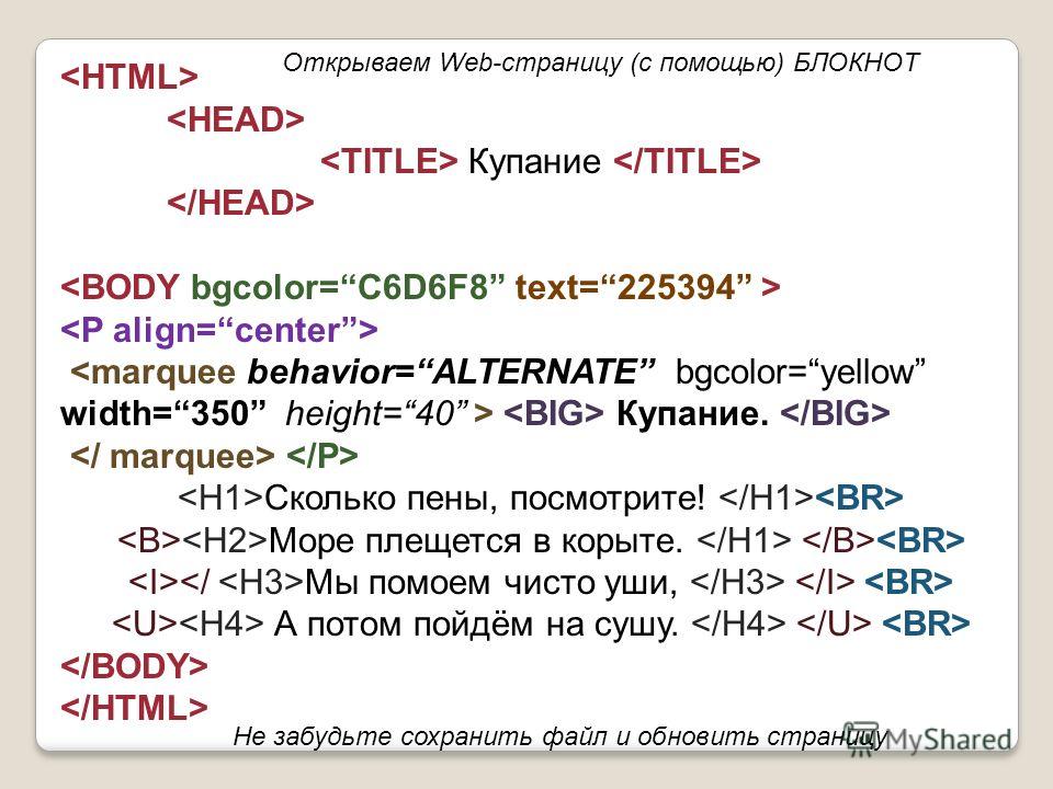 Создание сайта на языке html проект