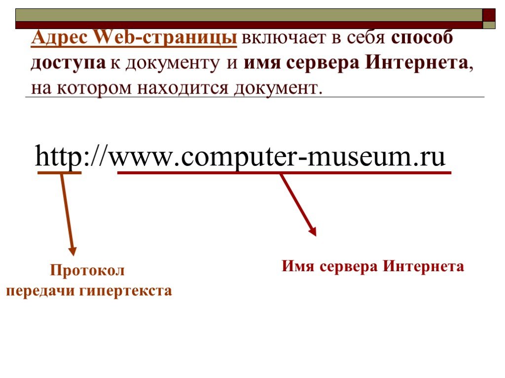 Правильный url адрес web страницы образец