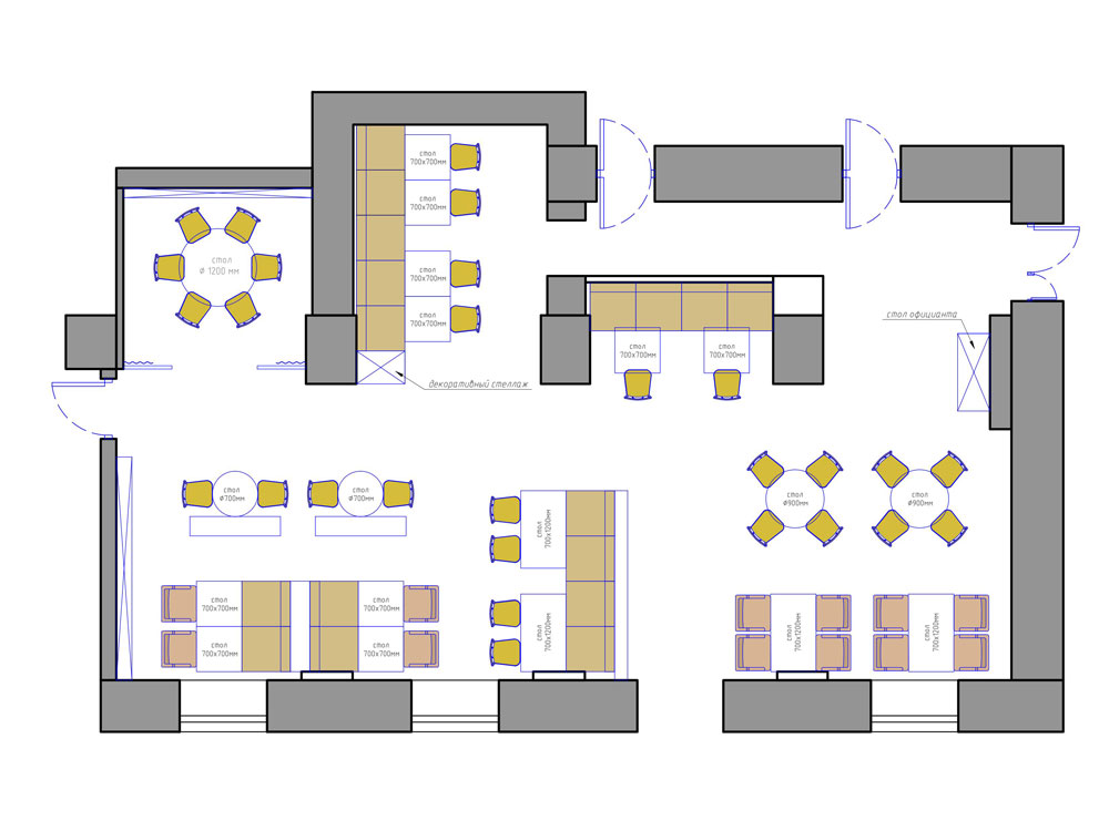 План расстановки оборудования в кафе