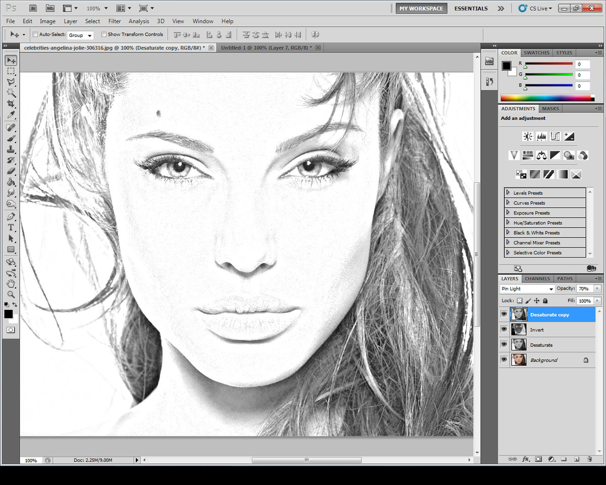 Как из фото в фотошопе сделать рисунок карандашом из фото