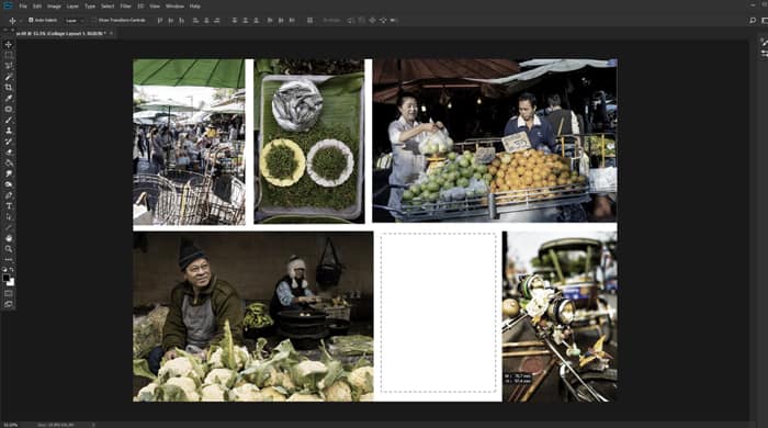 Screenshot of how to add text to a collage in Photoshop