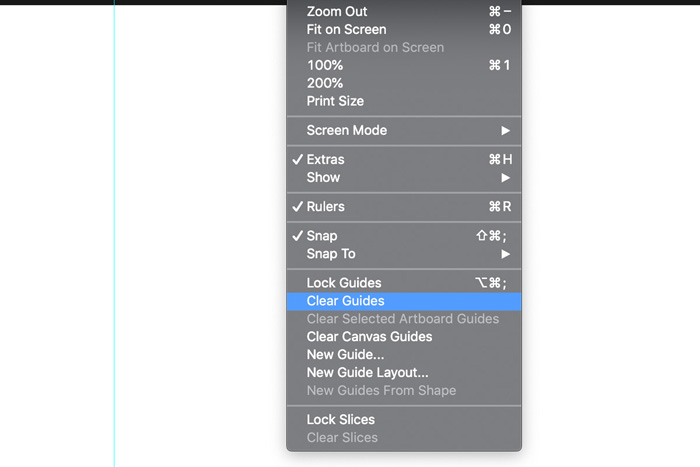 A screenshot showing how to remove and hide Photoshop guides