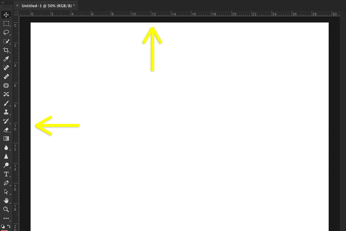 A screenshot showing how to use rulers in Photoshop