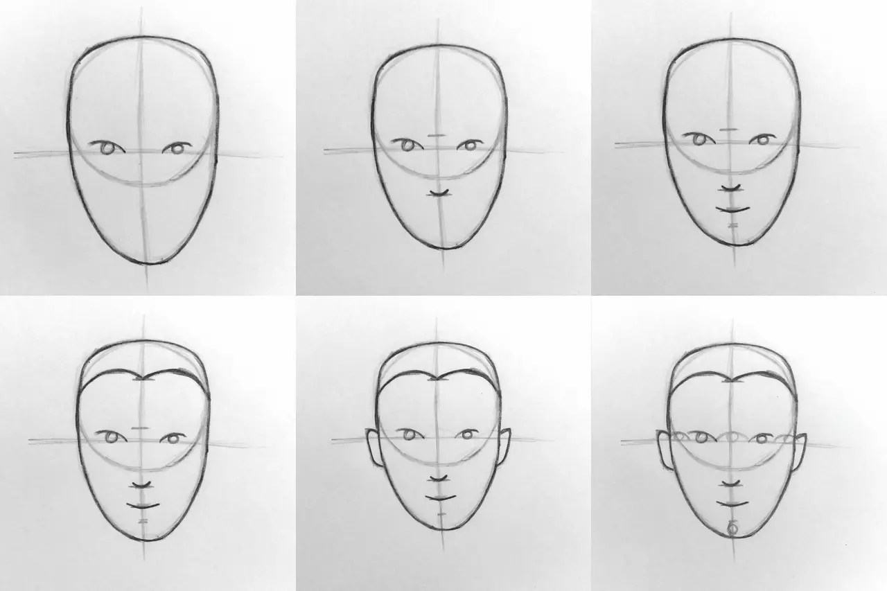 Как нарисовать лицо человека поэтапно для начинающих. Лицо рисунок. Уроки рисования лица человека. Рисуем портрет пошагово. Рисунки лица человека для начинающих.