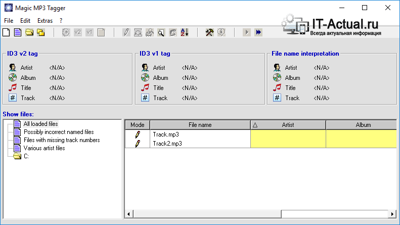 Окно программы Magic MP3 Tagger