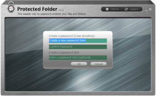Окно программы Protected Folder