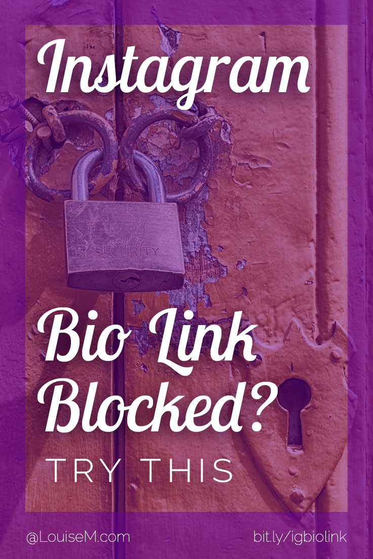 Did Instagram block your bio link? Like a lot of changes to this social media platform, it may be due to Facebook. Click to blog for warnings, and a workaround / Instagram hack.
