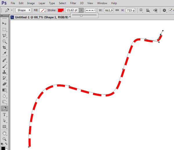 Как рисовать кривые линии в фотошопе
