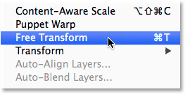 Selecting Free Transform from the Edit menu.