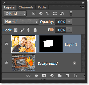 The Layers panel showing the second image on its own layer.