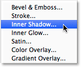 Choosing an Inner Shadow layer style.