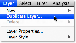 The Duplicate Layer command in Photoshop.