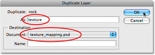 The Duplicate Layer dialog box in Photoshop.