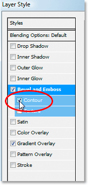 Enable the Contour option