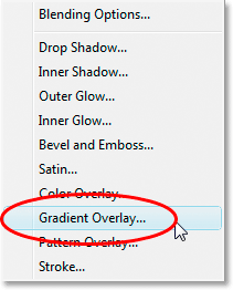 Select the Gradient Overlay layer style
