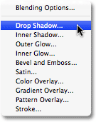 Selecting a drop shadow layer style in Photoshop. Image © 2008 Photoshop Essentials.com.