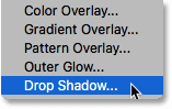 Choosing a drop shadow layer style in Photoshop