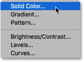 Choosing a Solid Color fill layer in Photoshop