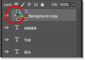 The Layers panel showing the image clipped to a single Type layer