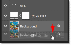 Dragging the Background layer onto the New Layer icon in the Layers panel