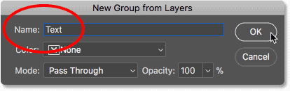 Naming the new layer group 