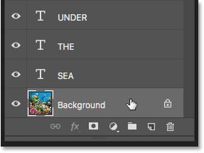 Selecting the Background layer in the Layers panel