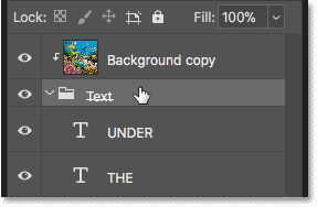 Selecting the layer group in the Layers panel