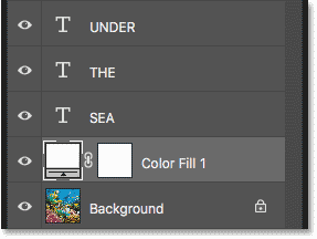 The Layers panel showing the white fill layer above the Background layer