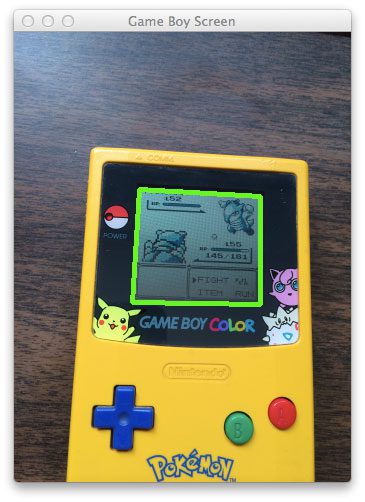 Figure 4: We have successfully found our Game Boy screen and highlighted it with a green rectangle.