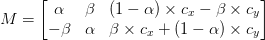 Figure 5: The structure of the matrix M returned by cv2.getRotationMatrix2D.