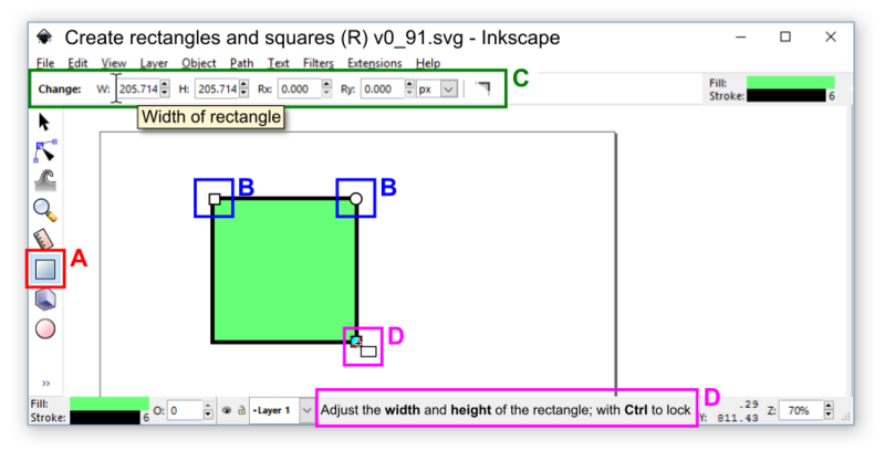 Inkscape v0.91 rectangles squares tool