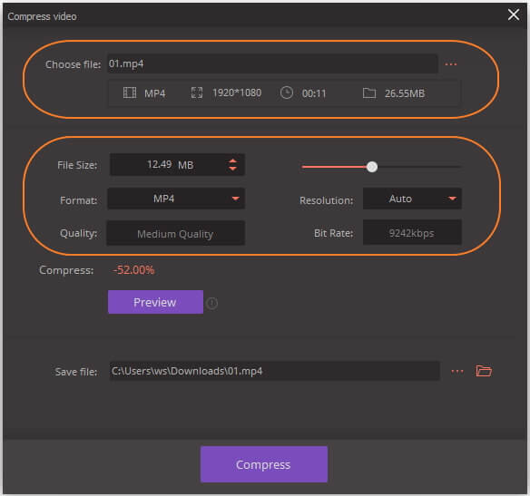 choose video compression settings