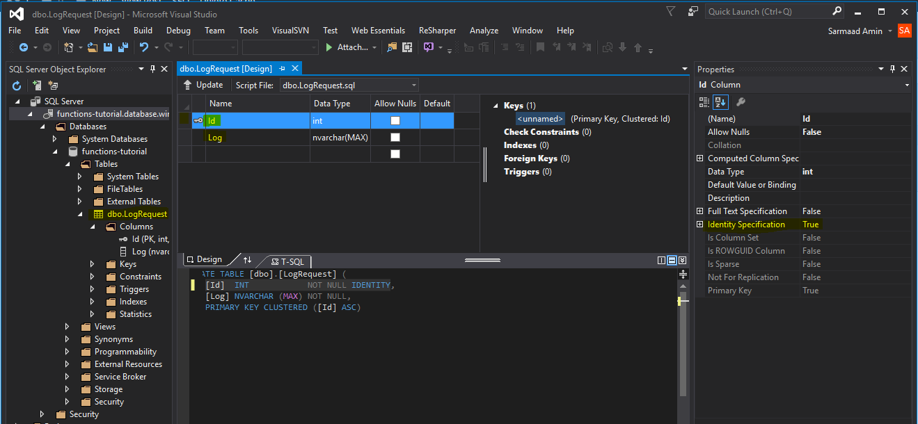 Создание новой базы данных sql server visual studio 2019