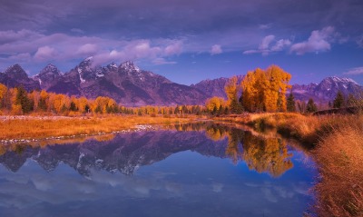 озеро осень горы отражение
